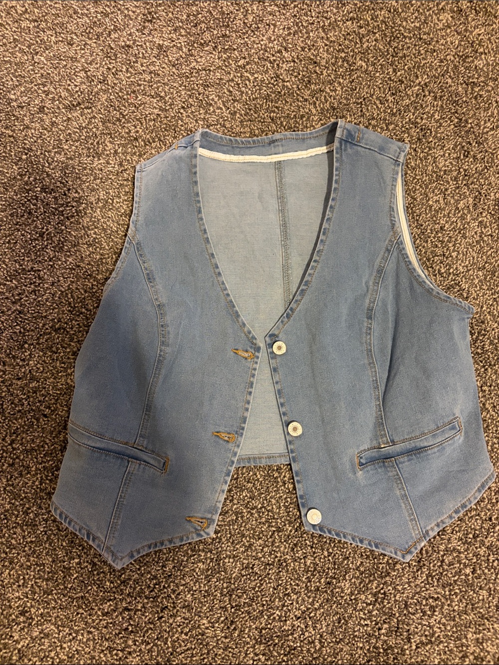 Light Wash Denim Vest with Button Front